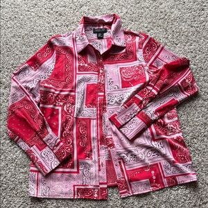 Red and Pink Bandana Print Shirt